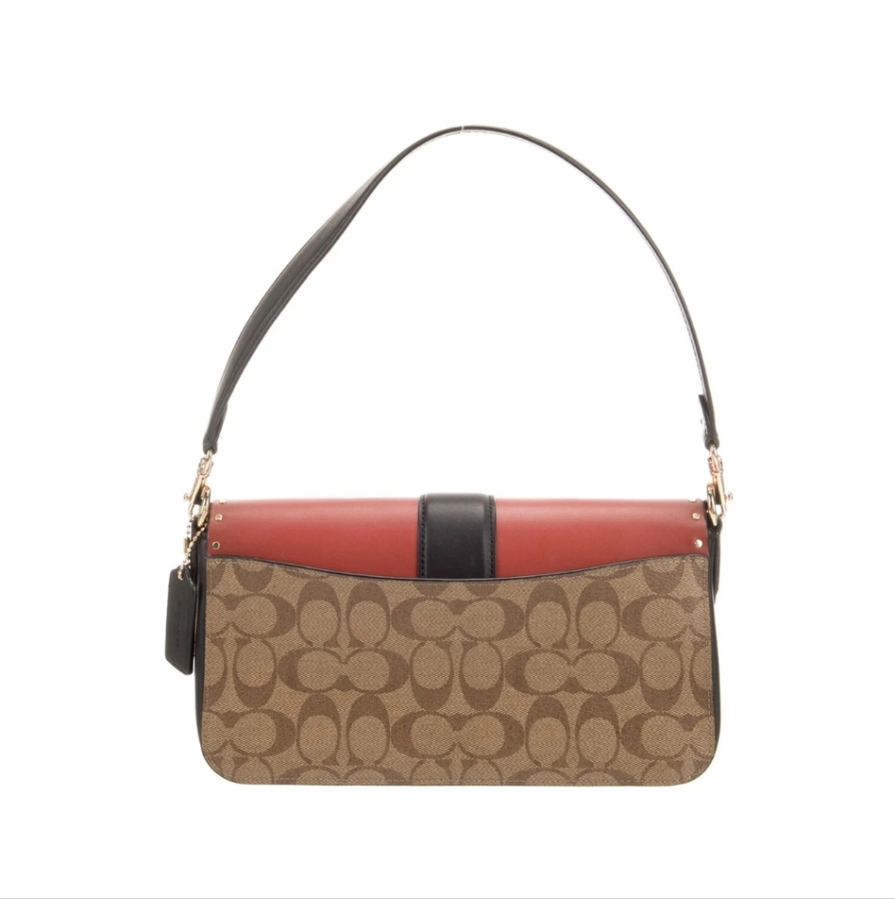Georgie Shoulder Bag In Colorblock Signature Canvas With Rivets - Picture 4 of 8